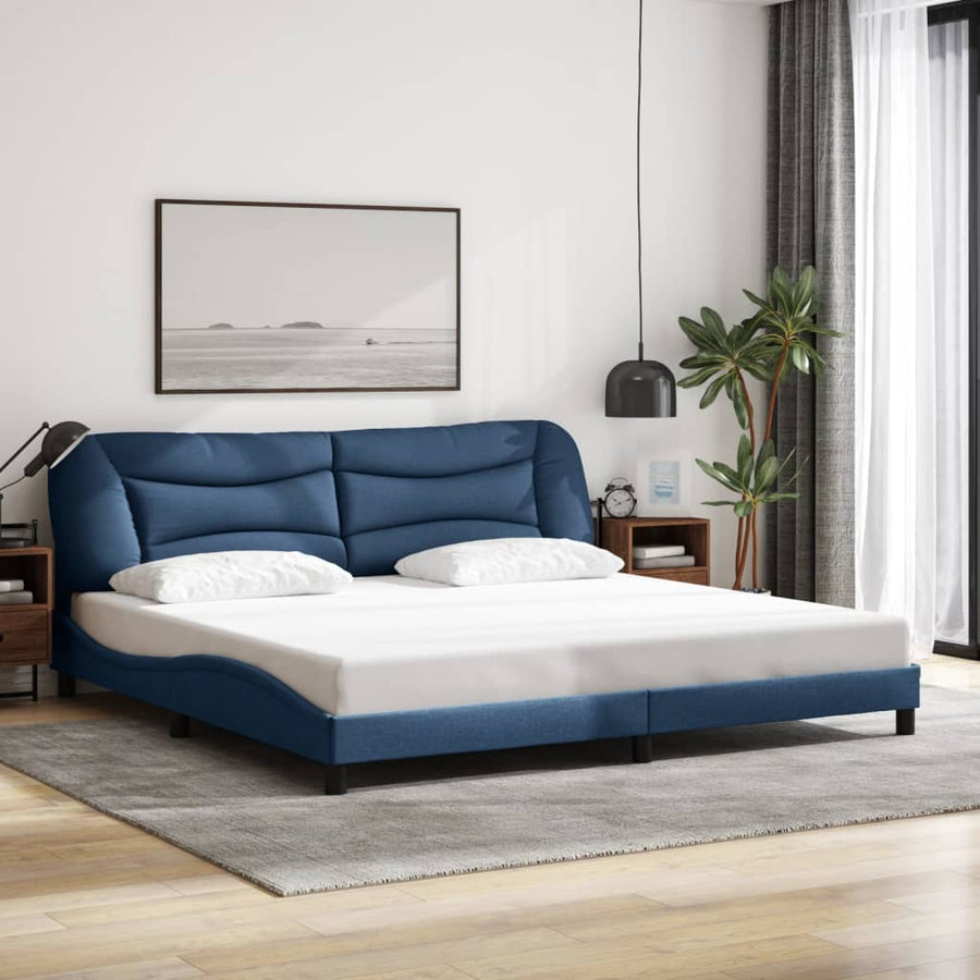 Bedframe Met Led Zonder Matras Stof 200 x 200 cm Blauw