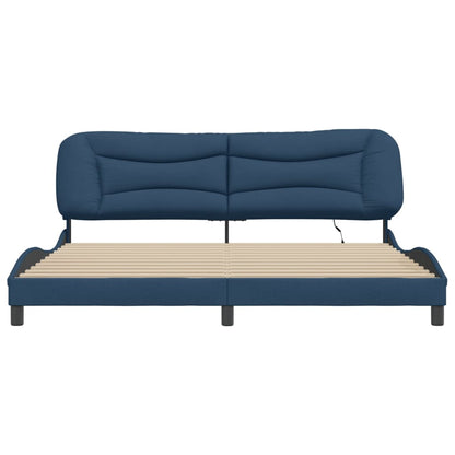 Bedframe Met Led Zonder Matras Stof 200 x 200 cm Blauw