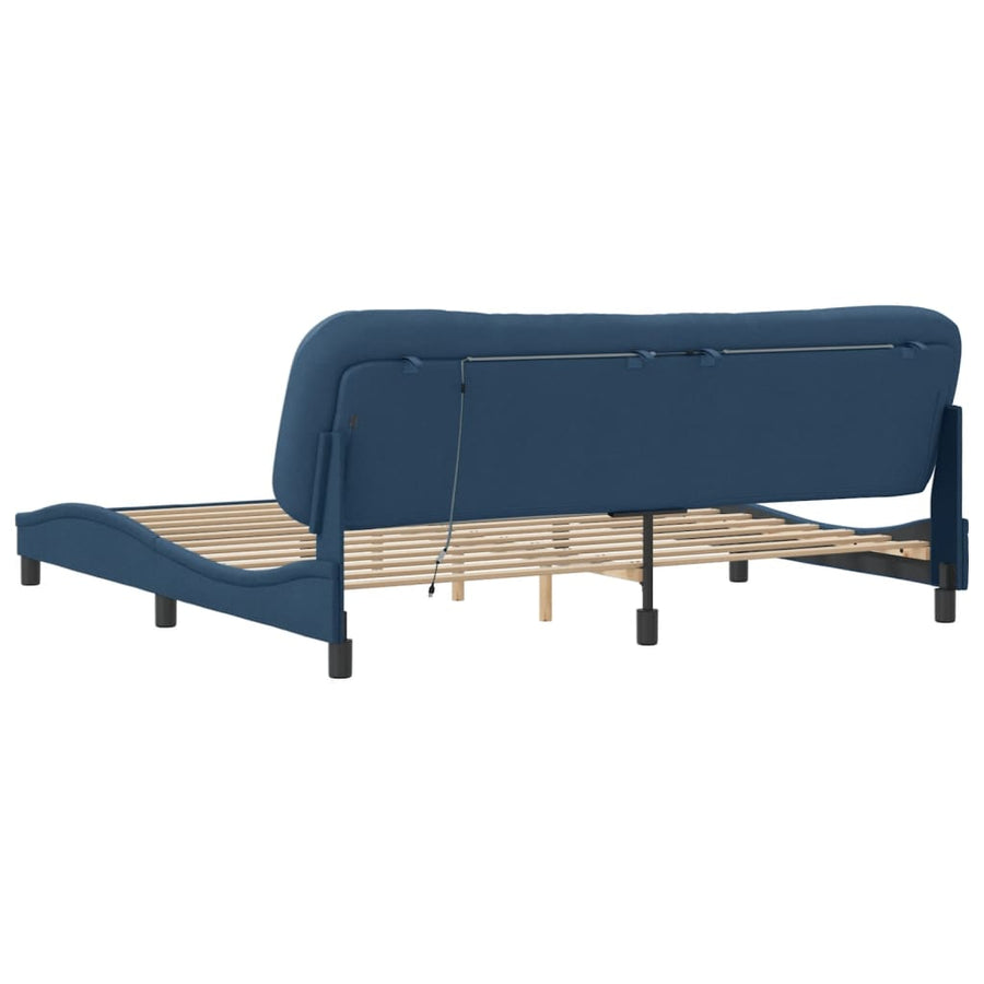 Bedframe Met Led Zonder Matras Stof 200 x 200 cm Blauw