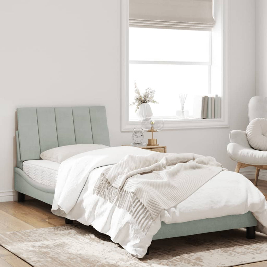 Bedframe Met Led-Verlichting Fluweel Lichtgrijs 80X200 Cm
