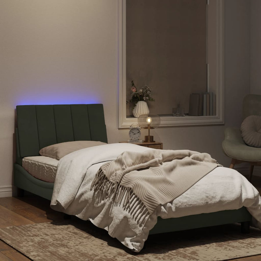 Bedframe Met Led-Verlichting Fluweel Lichtgrijs 80X200 Cm