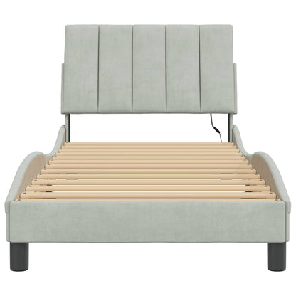 Bedframe Met Led-Verlichting Fluweel Lichtgrijs 80X200 Cm