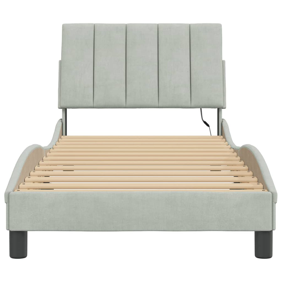 Bedframe Met Led-Verlichting Fluweel Lichtgrijs 80X200 Cm