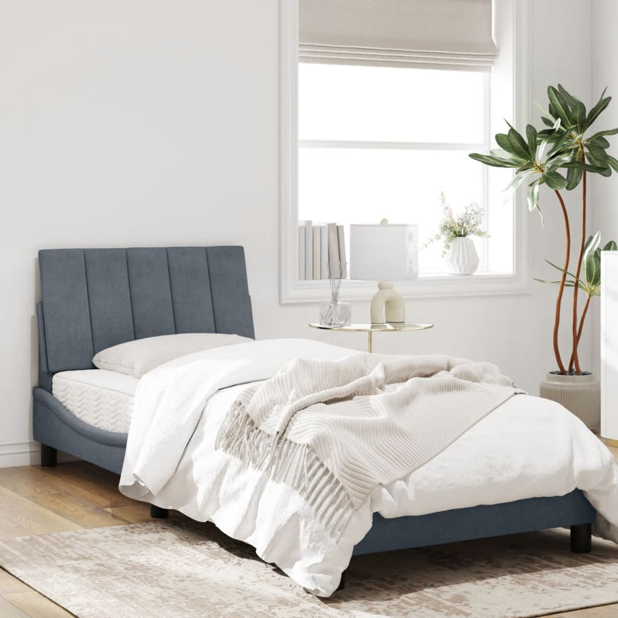 Bedframe Met Led-Verlichting Fluweel Donkergrijs 80X200 Cm