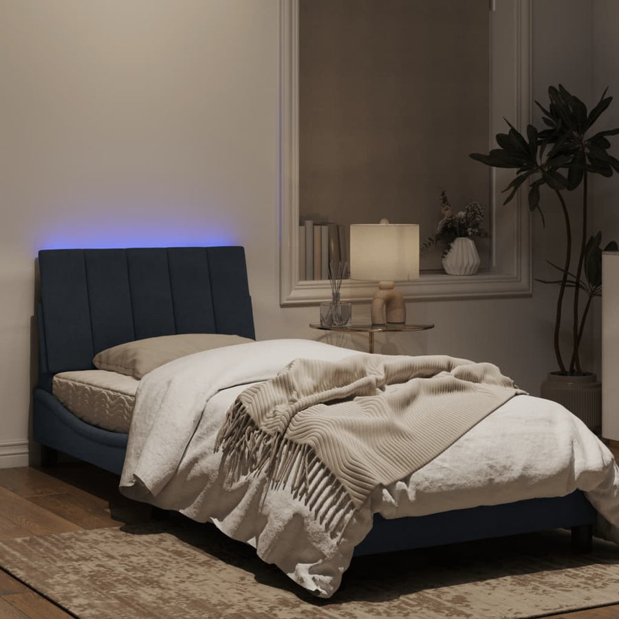 Bedframe Met Led-Verlichting Fluweel Donkergrijs 80X200 Cm