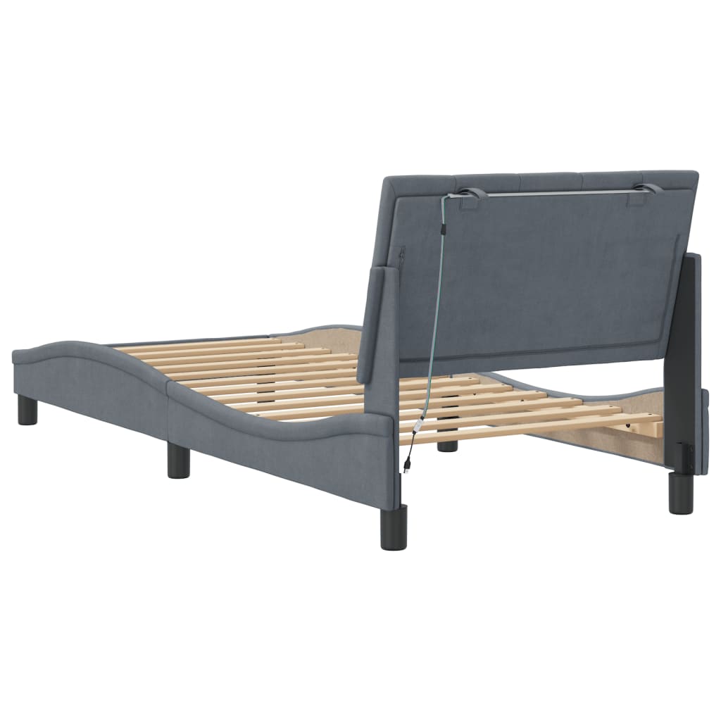 Bedframe Met Led-Verlichting Fluweel Donkergrijs 80X200 Cm