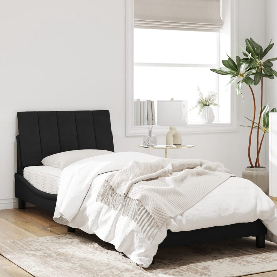 Bedframe Met Led-Verlichting Fluweel Zwart 80X200 Cm