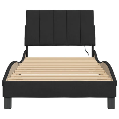 Bedframe Met Led-Verlichting Fluweel Zwart 80X200 Cm