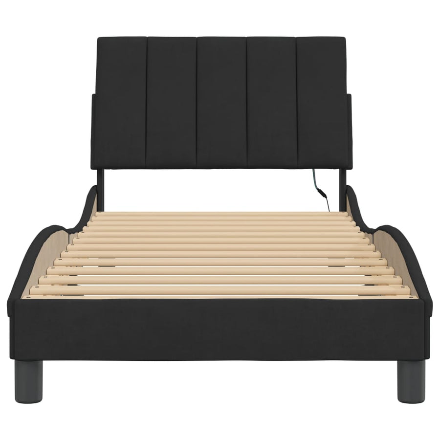 Bedframe Met Led-Verlichting Fluweel Zwart 80X200 Cm