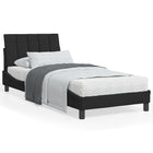 Bed frame with LED without mattress "Hanko" velvet black 80x200 cm
