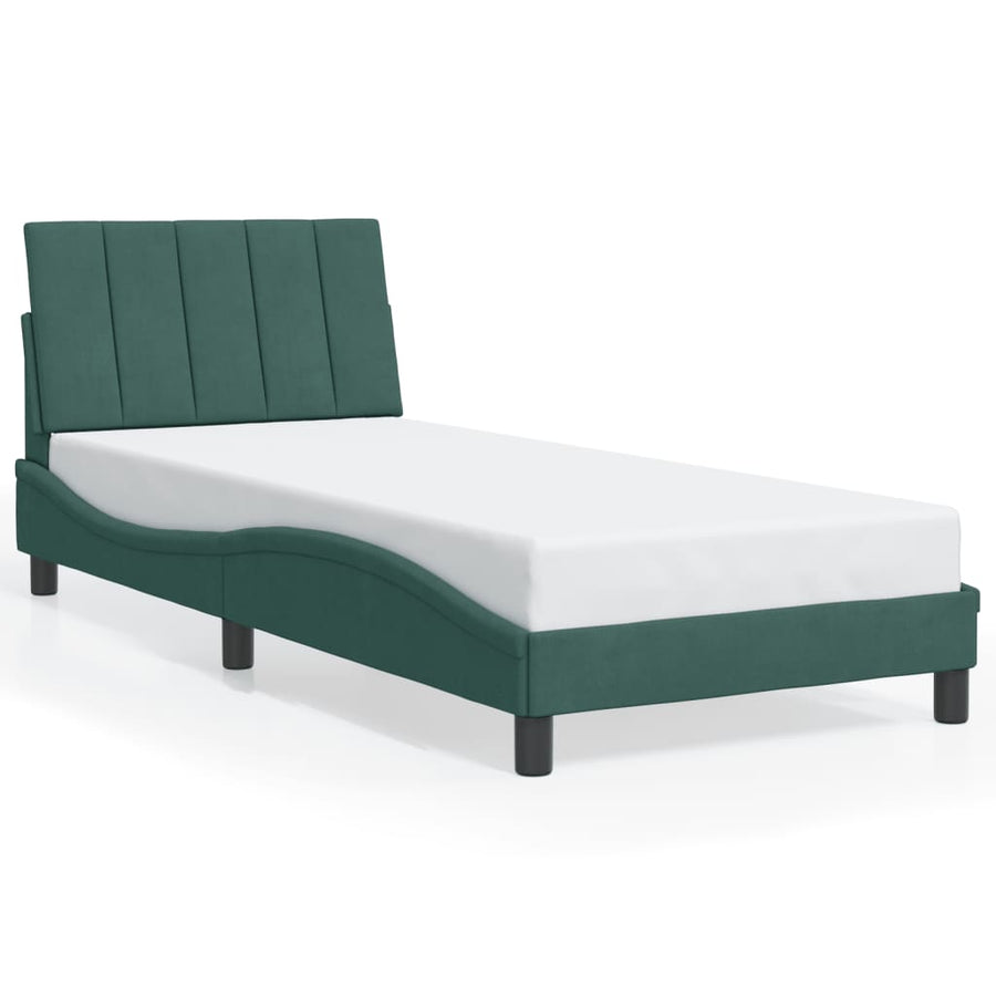 Bedframe Met Led-Verlichting Fluweel 80 x 200 cm Donkergroen