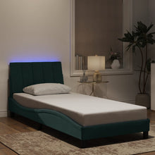 Bedframe Met Led-Verlichting Fluweel 80 x 200 cm Donkergroen