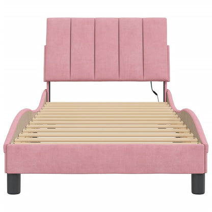 Bedframe Met Led-Verlichting Fluweel Roze 80X200 Cm