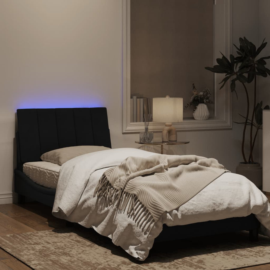 Bedframe Met Led-Verlichting Fluweel Zwart 90X190 Cm