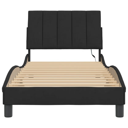 Bedframe Met Led-Verlichting Fluweel Zwart 90X190 Cm