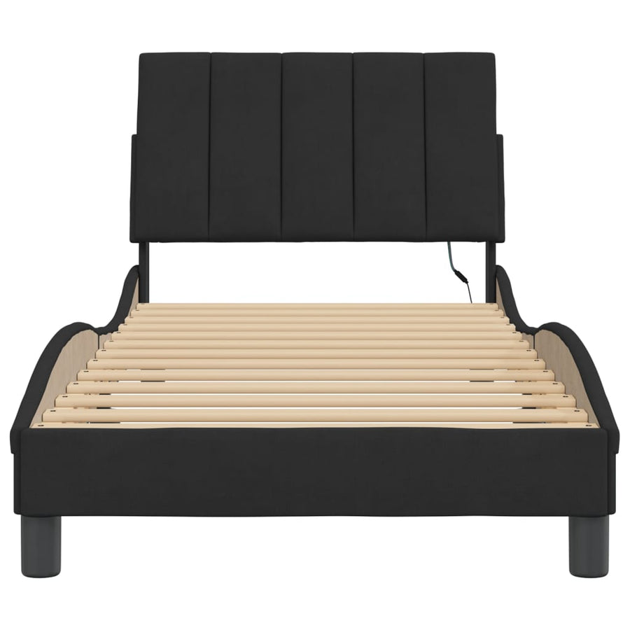 Bedframe Met Led-Verlichting Fluweel Zwart 90X190 Cm