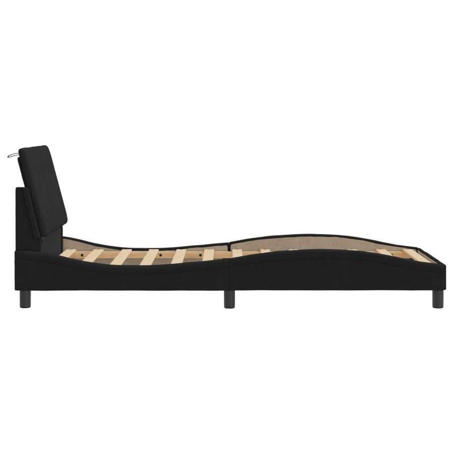 Bedframe Met Led-Verlichting Fluweel Zwart 90X190 Cm