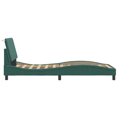 Bedframe Met Led-Verlichting Fluweel Donkergroen 90X190 Cm