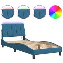 Bedframe Met Led-Verlichting Fluweel Blauw 90X190 Cm
