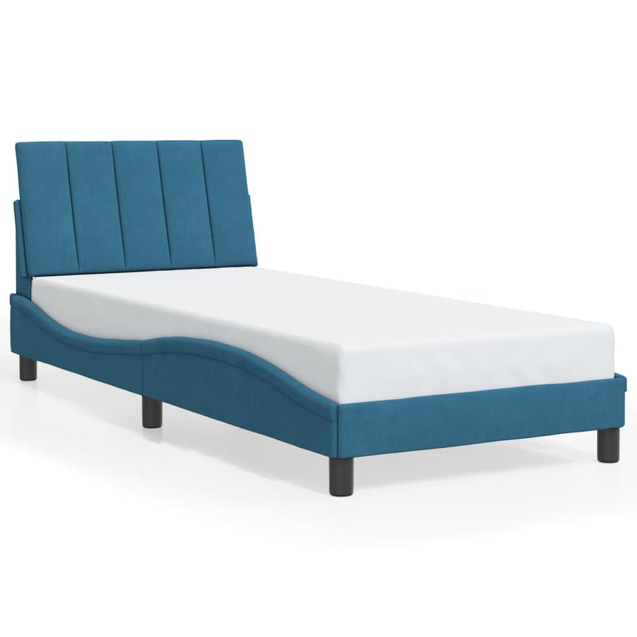 Bedframe Met Led-Verlichting Fluweel Blauw 90X190 Cm