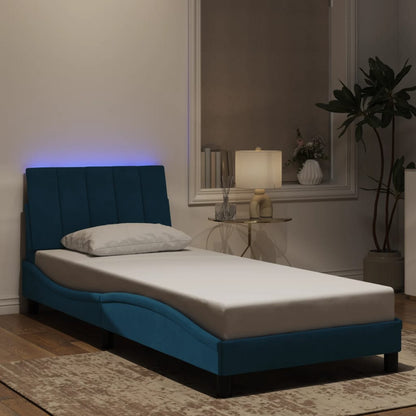 Bedframe Met Led-Verlichting Fluweel Blauw 90X190 Cm