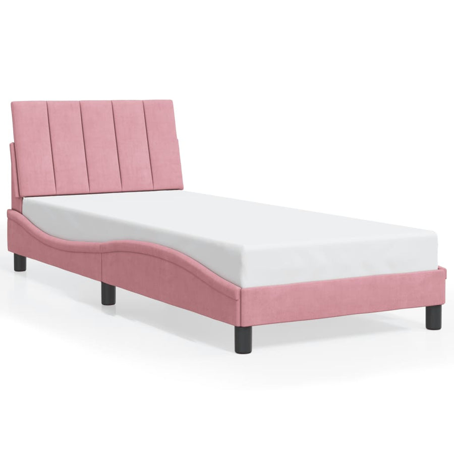 Bedframe Met Led-Verlichting Fluweel 90 x 190 cm Roze