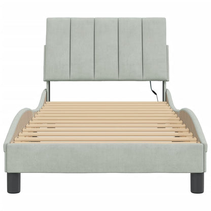 Bedframe Met Led-Verlichting Fluweel Lichtgrijs 90X200 Cm