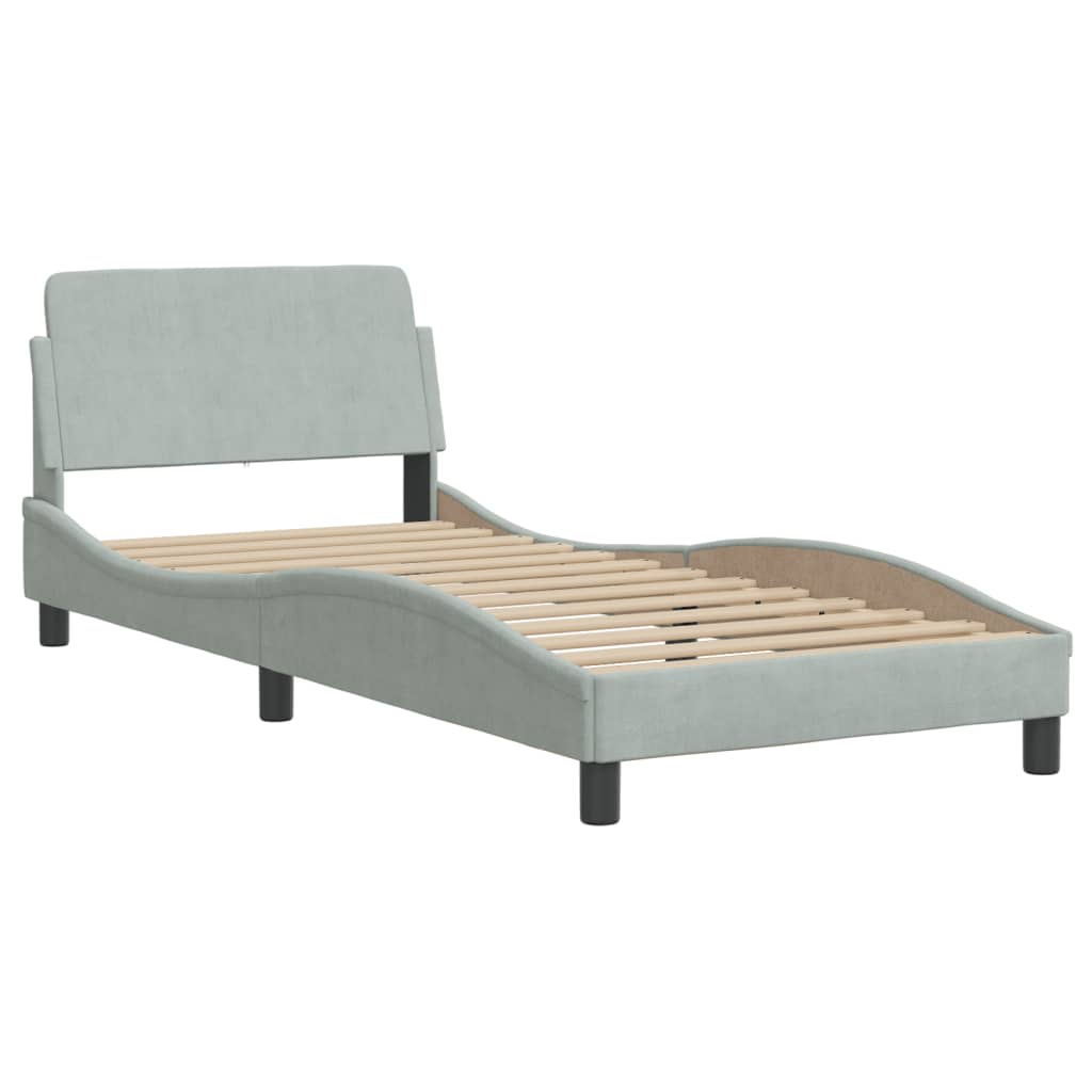 Bedframe Met Led-Verlichting Fluweel Lichtgrijs 90X200 Cm