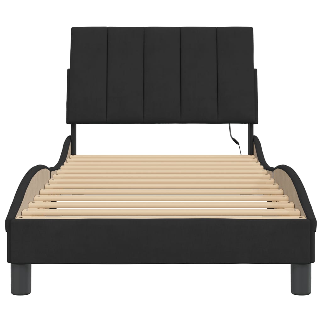 Bedframe Met Led-Verlichting Fluweel Zwart 90X200 Cm