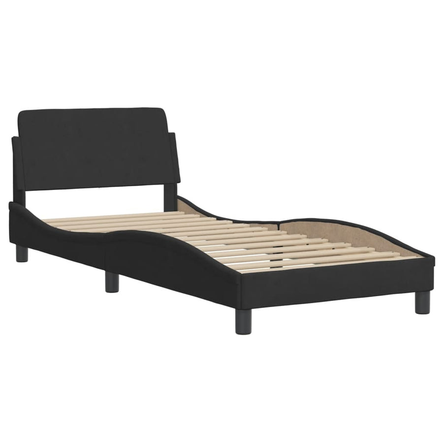 Bedframe Met Led-Verlichting Fluweel Zwart 90X200 Cm