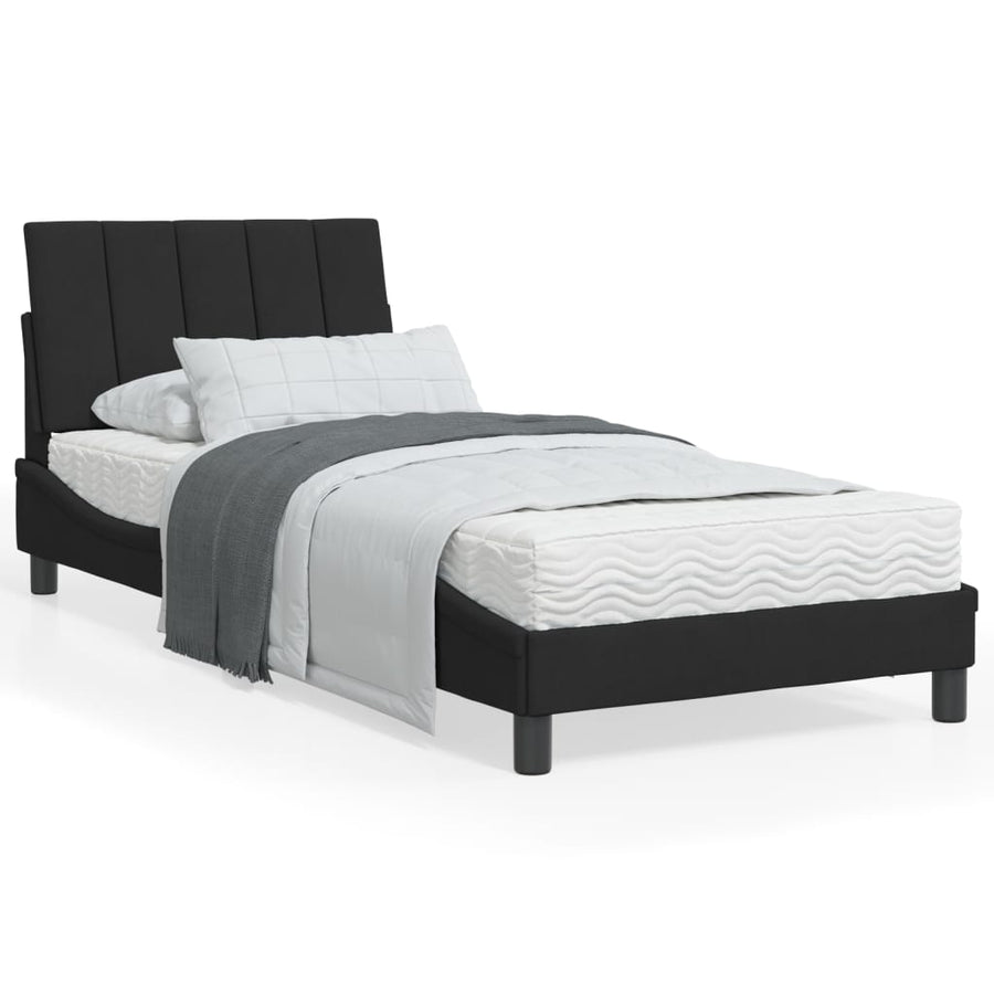 Bedframe Met Led-Verlichting Fluweel Zwart 90X200 Cm