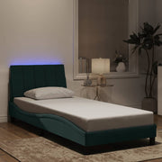 Bedframe 90x200 cm fluweel donkergroen met LED