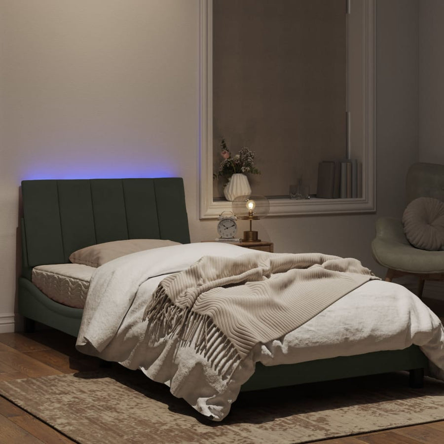 Bedframe Met Led-Verlichting Fluweel Lichtgrijs 100X200 Cm