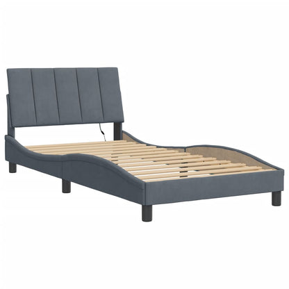 Bedframe Met Led-Verlichting Fluweel Donkergrijs 100X200 Cm