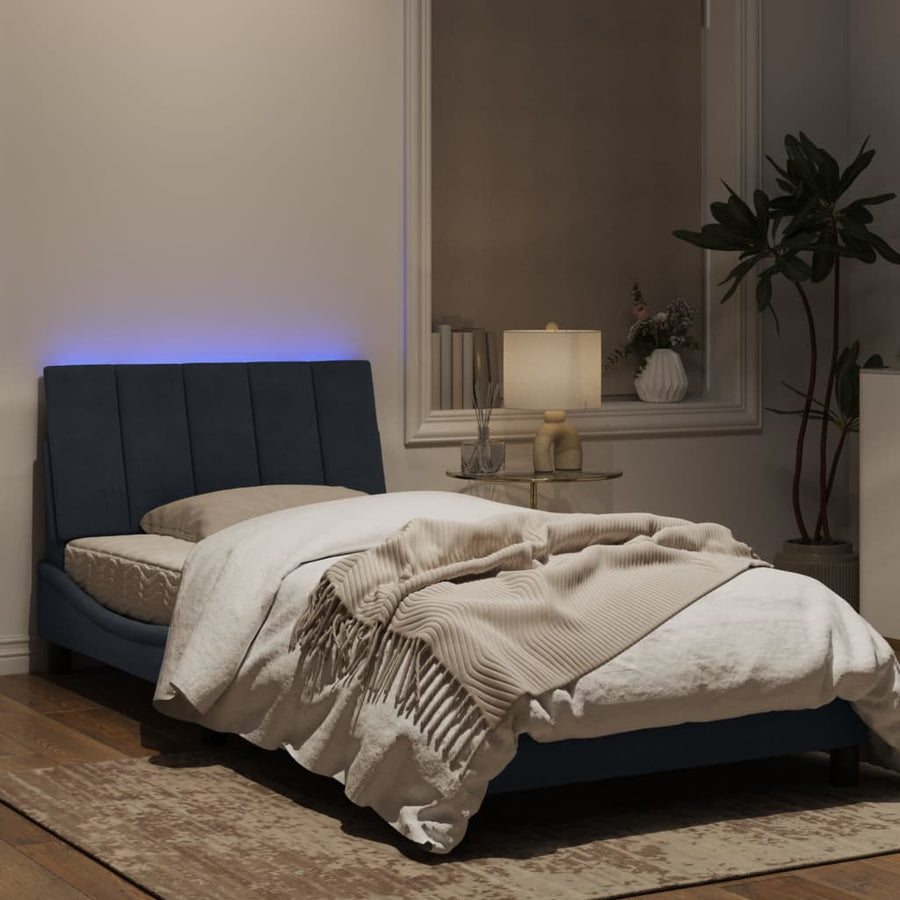 Bedframe Met Led-Verlichting Fluweel Donkergrijs 100X200 Cm