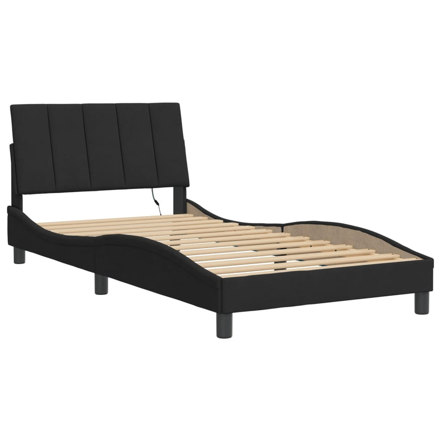 Bedframe Met Led-Verlichting Fluweel Zwart 100X200 Cm