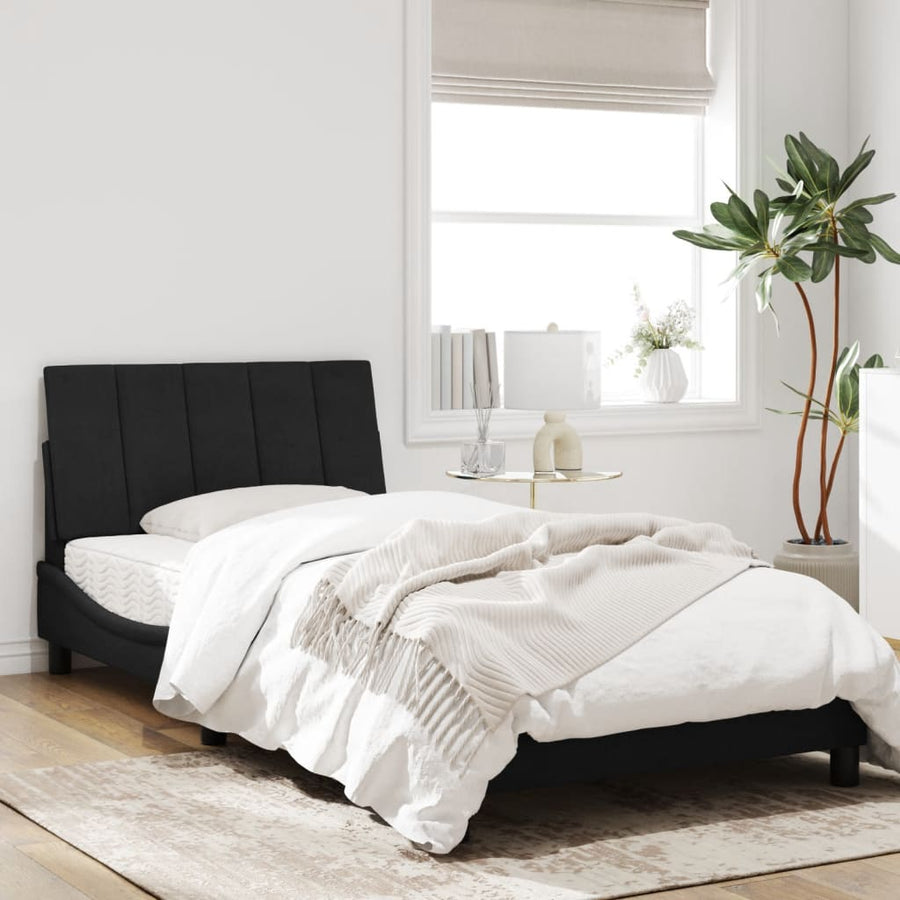 Bedframe Met Led-Verlichting Fluweel Zwart 100X200 Cm