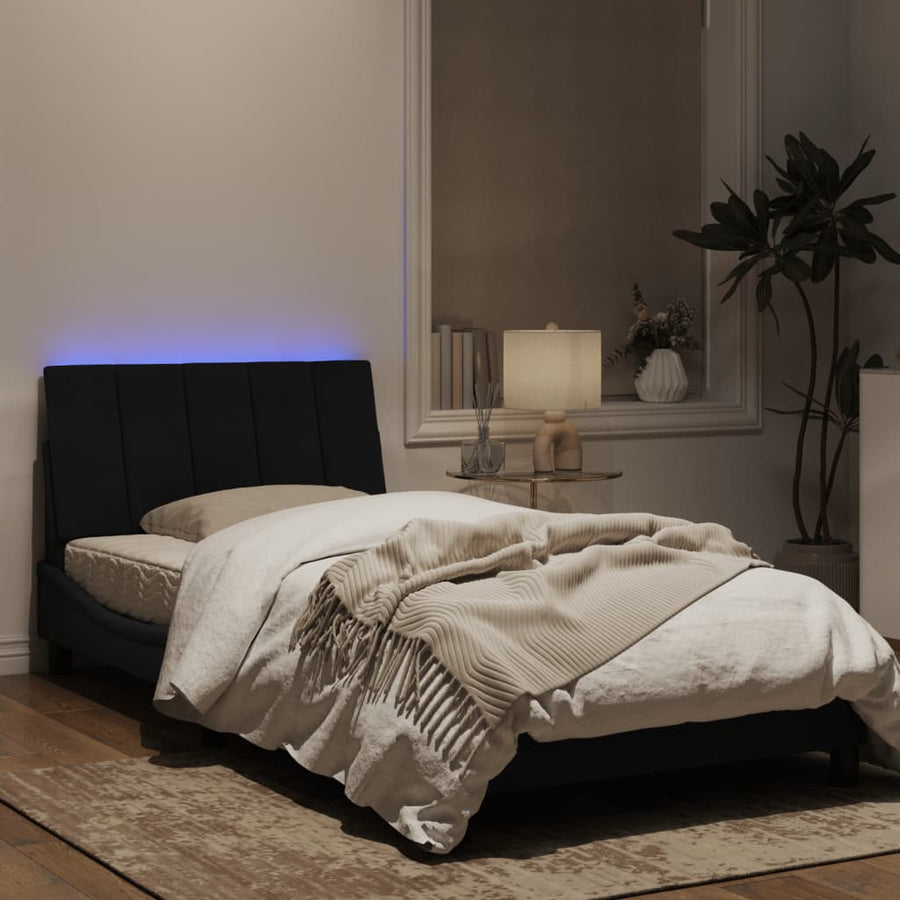 Bedframe Met Led-Verlichting Fluweel Zwart 100X200 Cm