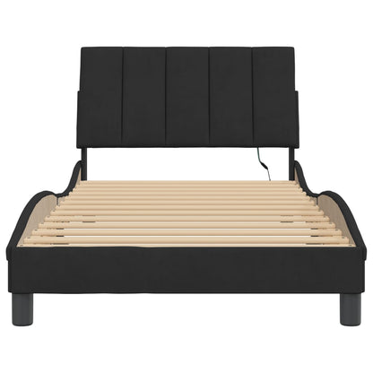 Bedframe Met Led-Verlichting Fluweel Zwart 100X200 Cm