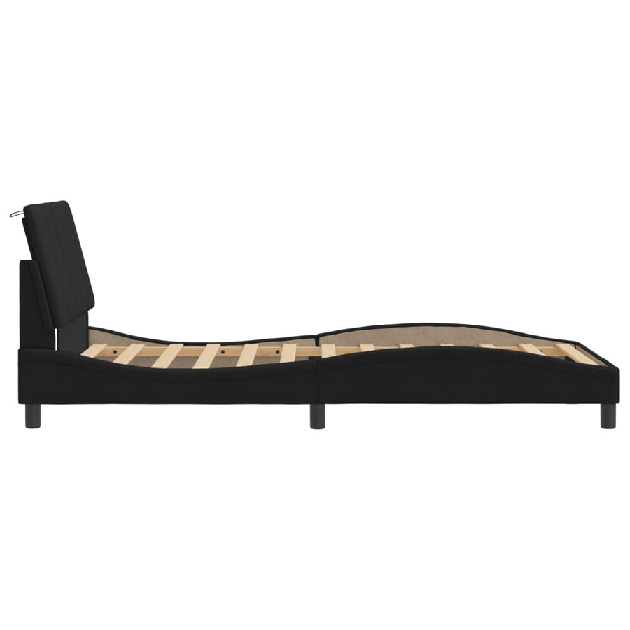 Bedframe Met Led-Verlichting Fluweel Zwart 100X200 Cm