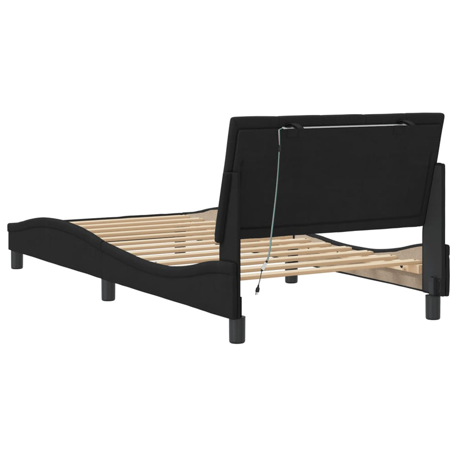 Bedframe Met Led-Verlichting Fluweel Zwart 100X200 Cm