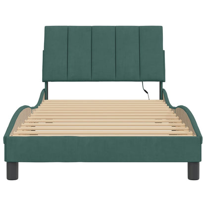 Bedframe Met Led-Verlichting Fluweel 100 x 200 cm Donkergroen