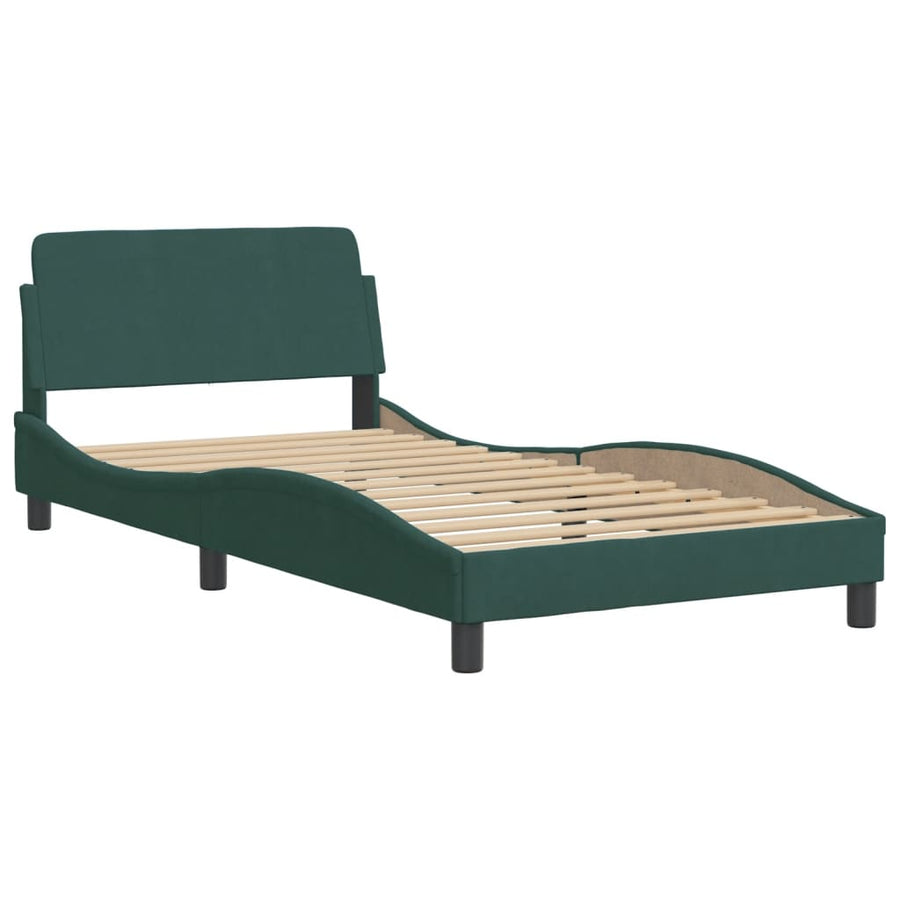Bedframe Met Led-Verlichting Fluweel 100 x 200 cm Donkergroen