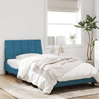Bedframe Met Led-Verlichting Fluweel Blauw 100X200 Cm