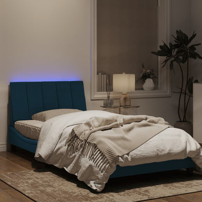 Bedframe Met Led-Verlichting Fluweel Blauw 100X200 Cm