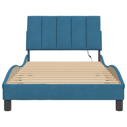 Bedframe Met Led-Verlichting Fluweel Blauw 100X200 Cm