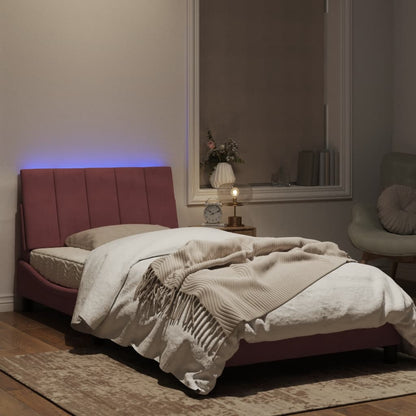 Bedframe Met Led-Verlichting Fluweel Roze 100X200 Cm