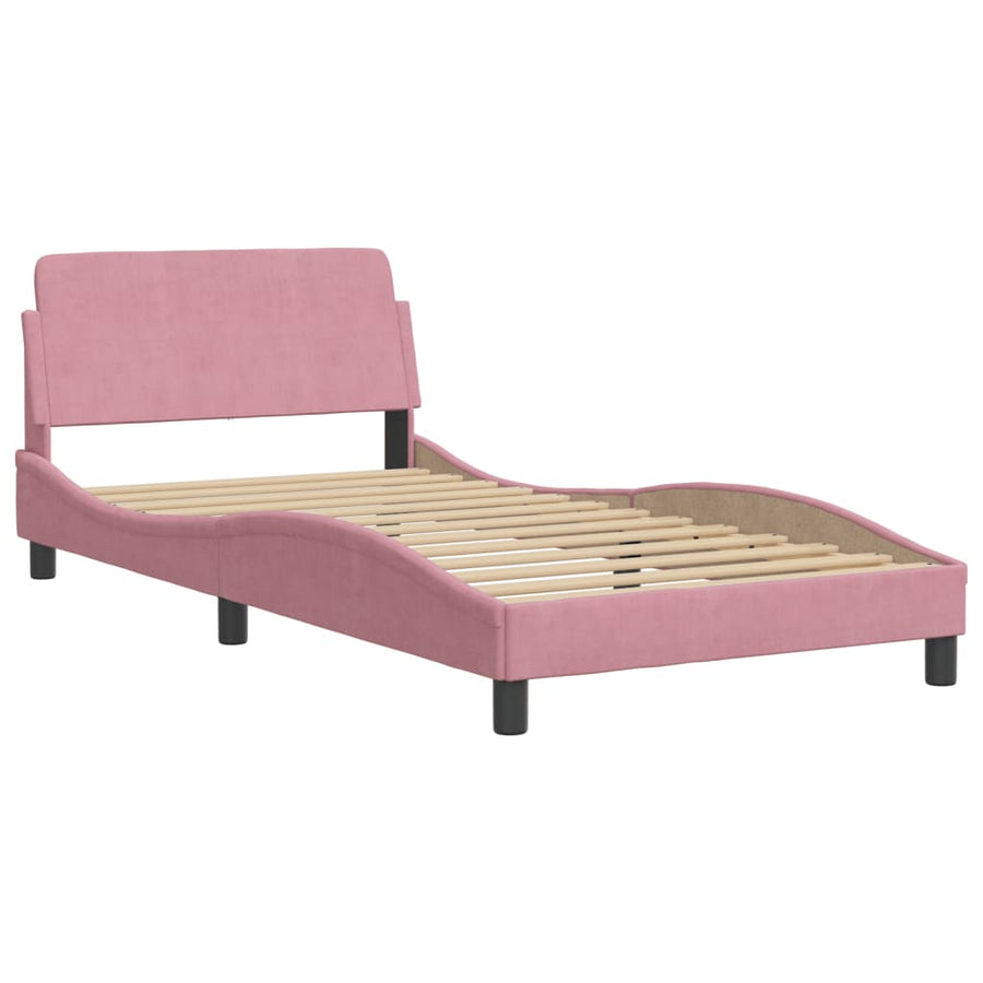 Bedframe Met Led-Verlichting Fluweel Roze 100X200 Cm