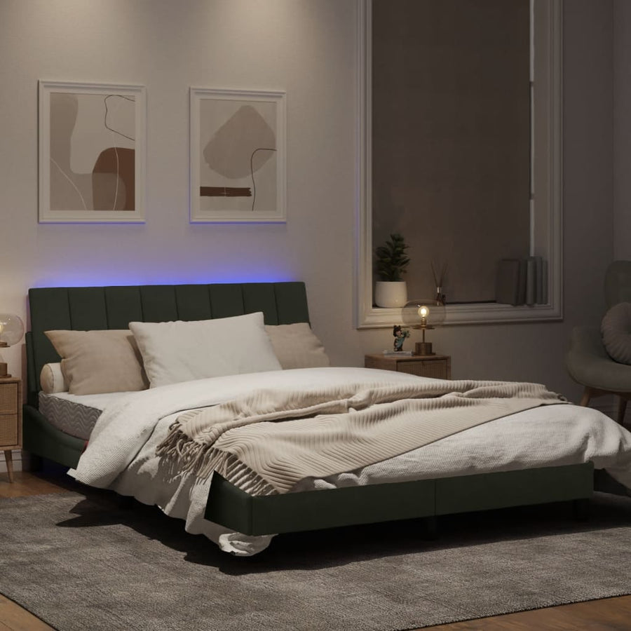 Bedframe Met Led-Verlichting Fluweel Lichtgrijs 120X200 Cm