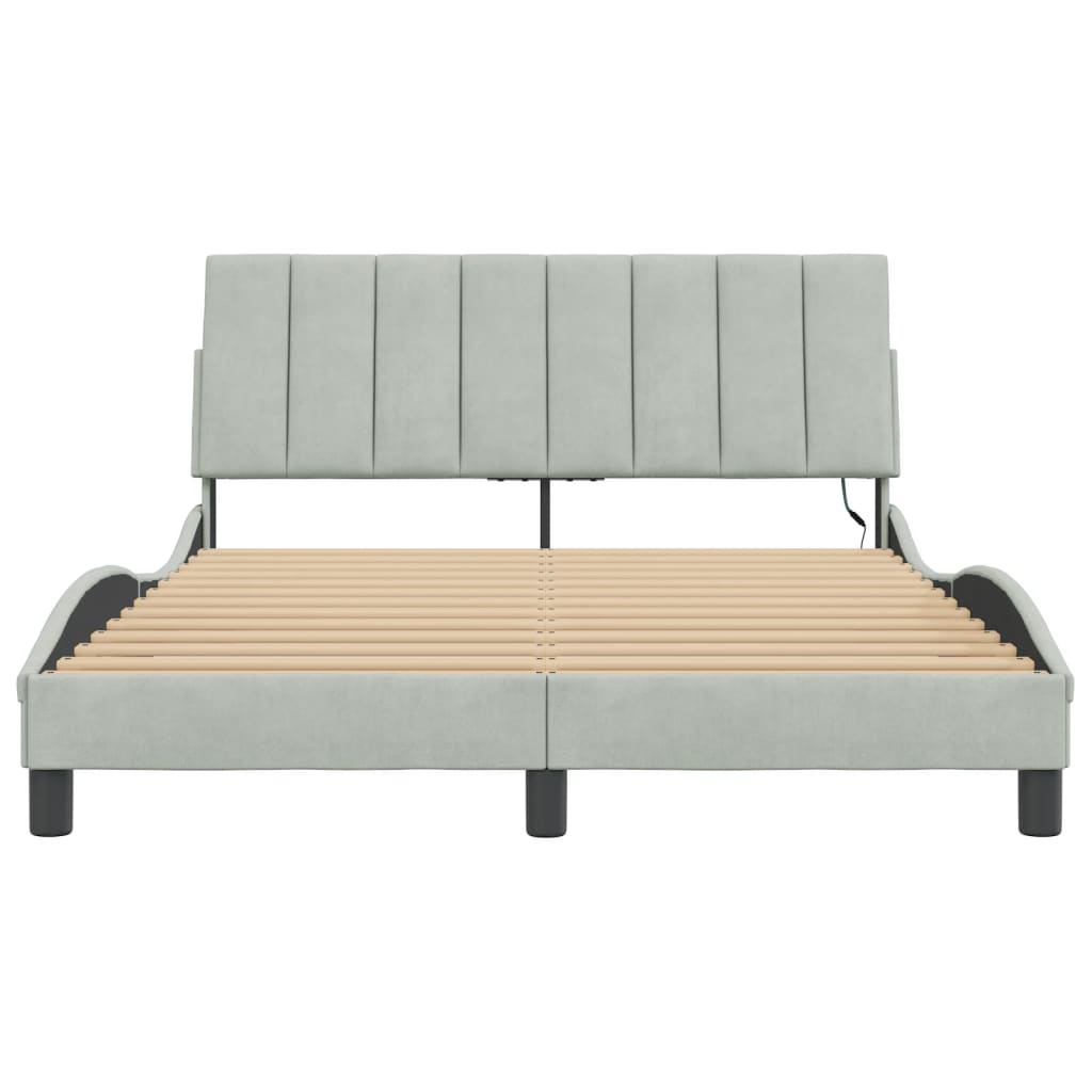 Bedframe Met Led-Verlichting Fluweel Lichtgrijs 120X200 Cm